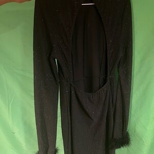 Black Sparkle Fur dress